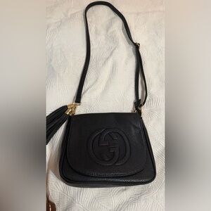 Replicate Gucci Black Textured Leather Crossbody Bag